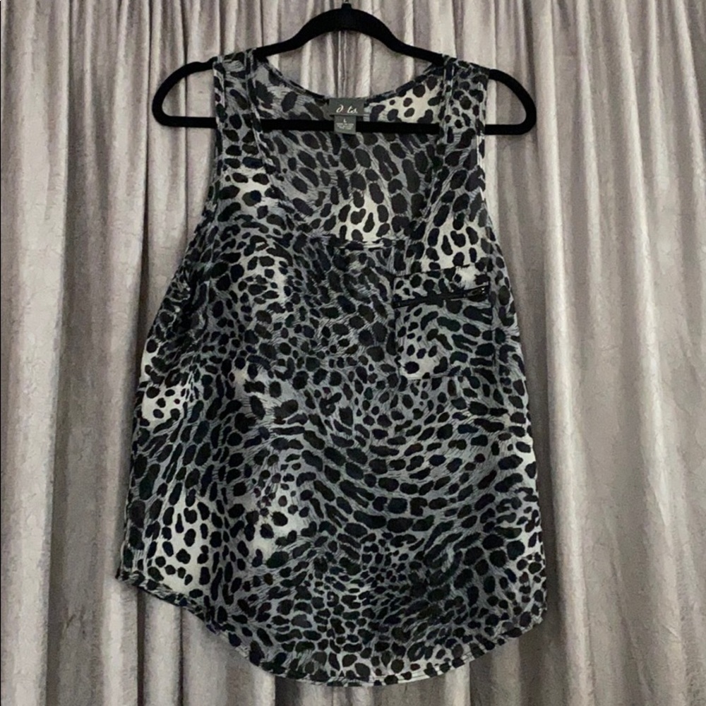 Black, white and grey leopard print tank